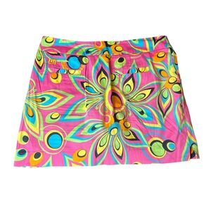 Loudmouth Golf Ladies Skort Pink Psychedelic Floral Print Size 10 Golfcore Retro